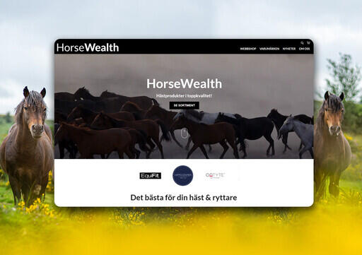 HorseWealth webbshop är skapad i Yodo CMS av webbyrån GoWeb i Gävle.