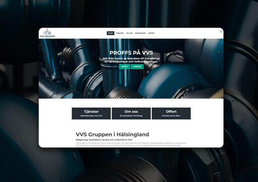 VVS Gruppen i Hälsinglands nya hemsida är designad av webbyrån GoWeb.